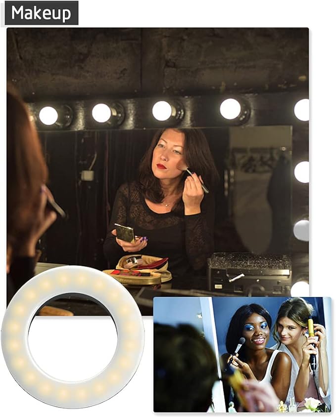 XINBAOHONG Selfie Ring Light Rechargeable Portable Clip-on Selfie Fill Light with 40 LED for Smart Phone Photography, Camera Video, Girl