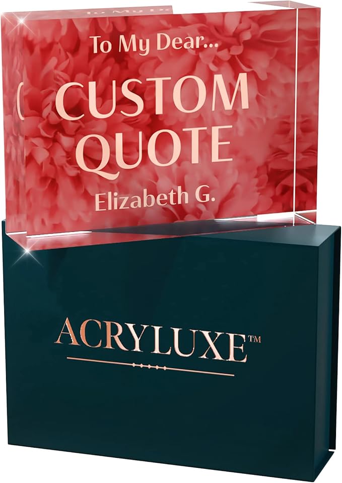 Personalized Gifts, Custom Quote Block Letter Board,Crystal-Clear Acrylic With Gift Box,17 Styles, Holiday and Christmas Gift for Mom, Dad, Girlfriend, Him or Her, Husband, Wife (5"x7, Rosy)