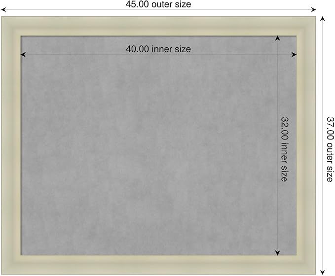 Amanti Art Silver Framed Magnetic Board 37x45 X-Large Vision Board for use with Magnets, 100% Metal Sheet to Display Items as Office Decor or for Home Organization in mudroom, Kitchen or Kids Room