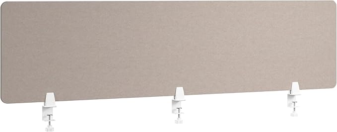 Bush Business Furniture 70W Desktop Privacy Screen in Warm Beige, Desk Mounted Office Partition with Acoustic Sound Dampening Panel