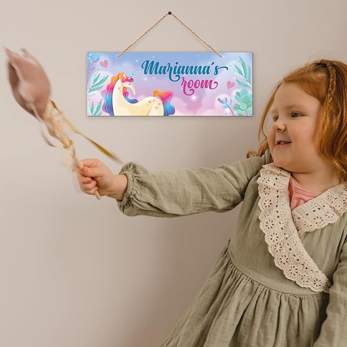 Custom Girl/Boy Name Sign, Personalized Children Room Decor Sign For Kids Bedroom, Castle Tent And Wall For Christmas Sign, 5x13 Inches, ACM, Made in USA