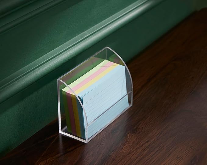 SEVENY 2 PACKS 3x5 Acrylic Index Card Holder Business Card Display Stand for Desk File Note Clear Postcard Stand Index Card Rack Acrylic Business Card Stand for Office Business Classroom (No Card)