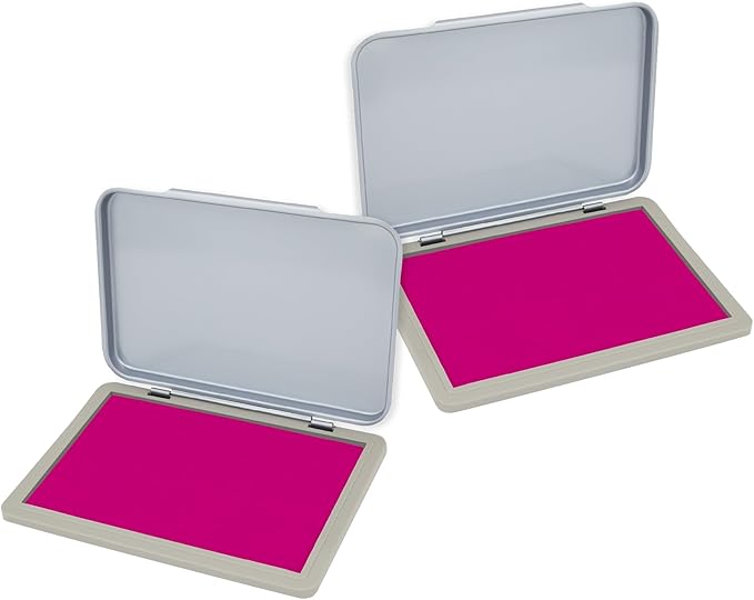 2 Pack Metal Case Stamp Pad Medium Size, Magenta Purple Color - Size: 3" x 4" - Choose from 15 Ink Colors