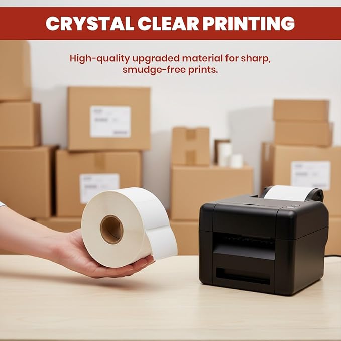1 1/2" × 1" Direct Thermal Printer Labels, 10 Rolls, 13,000 Matte White Thermal Barcode Labels with Strong Adhesive, Compatible with Zebra & Eltron Printers (No Ink or Toner Needed)
