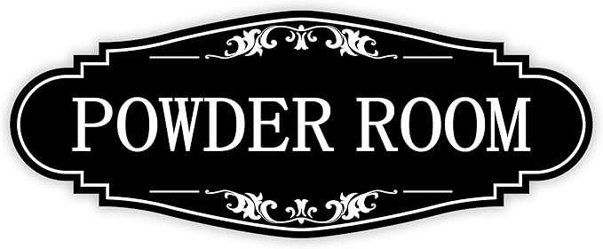 Powder Room Sign Sticker for Business and Home，Self-adhesive Cute Powder Room Door Decor，Waterproof Guest Bathroom Decals for House，Office，Shop