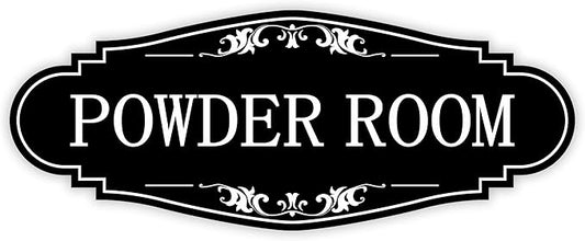 Powder Room Sign Sticker for Business and Home，Self-adhesive Cute Powder Room Door Decor，Waterproof Guest Bathroom Decals for House，Office，Shop