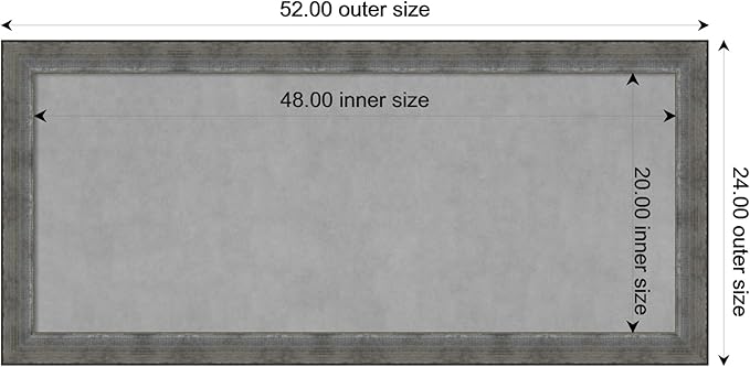 Amanti Art Silver Framed Magnetic Board 24x52 Oversize Vision Board for use with Magnets, 100% Metal Sheet to Display Items as Office Decor or for Home Organization in mudroom, Kitchen or Kids Room