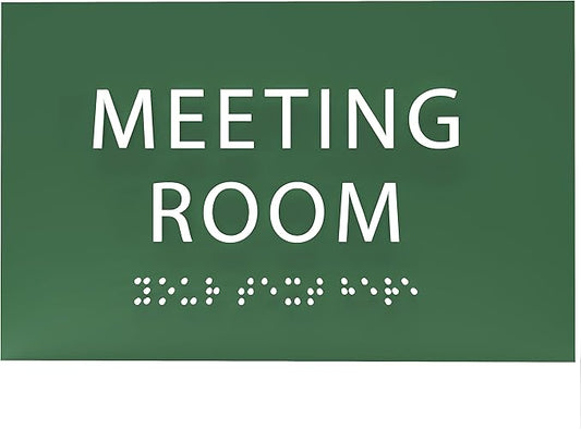 ADA CENTRAL SIGNS - 6" X4" Meeting Room Sign - ADA Compliant Tactile Graphics Grade 2 Braille Text Acrylic Wall Sign | Privacy, Interview, Room Name Sign for Schools, Hospitals, Offices, & Apartments