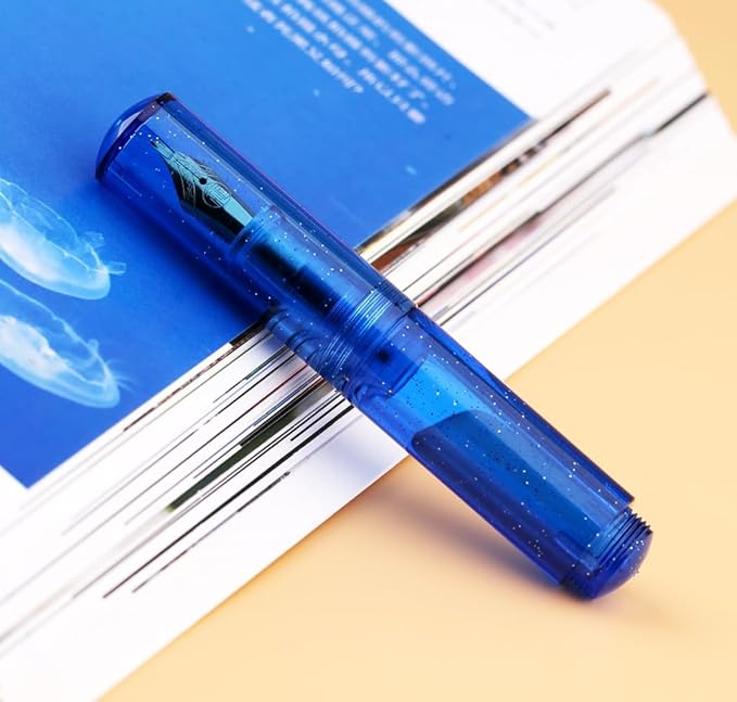 czxwyst Majohn Wancai 2.0 Mini Pocket-Size Eyedropper Fountain Pen (EF Nib 0.38mm, Starry Blue)