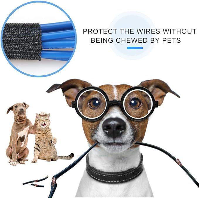 AGPTEK Cable Sleeve Cover, 10ft - 4/5 inch Desk Cord Organizer Cable Hider, Home Office Wire Management Computer TV Wire Loom Tubing, Pet Proof Cord Protector, from Cat Dog Chewing, Black