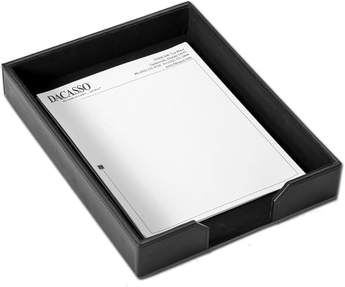 DACASSO Bonded Leather Desk Set - Luxury Leather Desk Pad & Desk Organization Essentials (Black, 6 Piece)