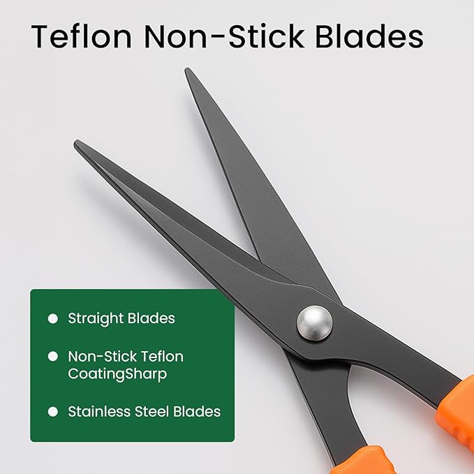GROWNEER 6 Packs Trimming Scissors Teflon Coated Non Stick Blades Pruning Shears Gardening Hand Pruning Snips with Straight Stainless Steel Precision Blade