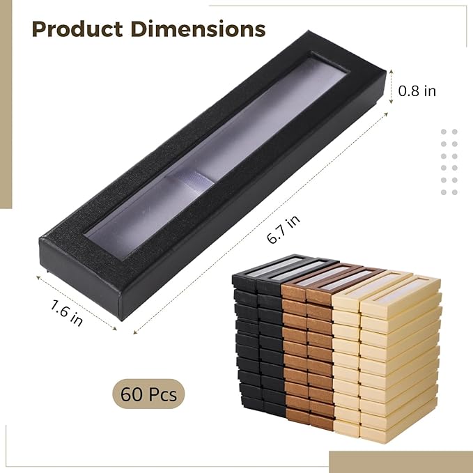 OMISTAR 60 PCS Pen Gift Box Empty Cases with Clear Lid, 3 Colors Ballpoint Pen Gift Box Pen Jewelry Display Box for Jewelry Gift Business Birthday Souvenir Office Supplies (60PCS)