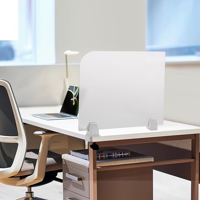 KONKENIE Acrylic Office Privacy Partition Indoor Desk Divider Guard Rectangle Desktop Privacy Panel Privacy Shield Screen for Classroom Office Reception Station Bakery Translucent (17x18x2”,1PCS)