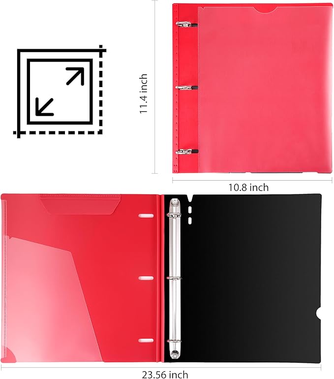 WOT I 1 Inch Telescoping 3 Ring Binder 4 Pack, Expandable Flexible Binder with Customizable Front Cover & Clear Catalog Pocket, Holds 225 Sheets, Assorted Colors, School Office Supplies