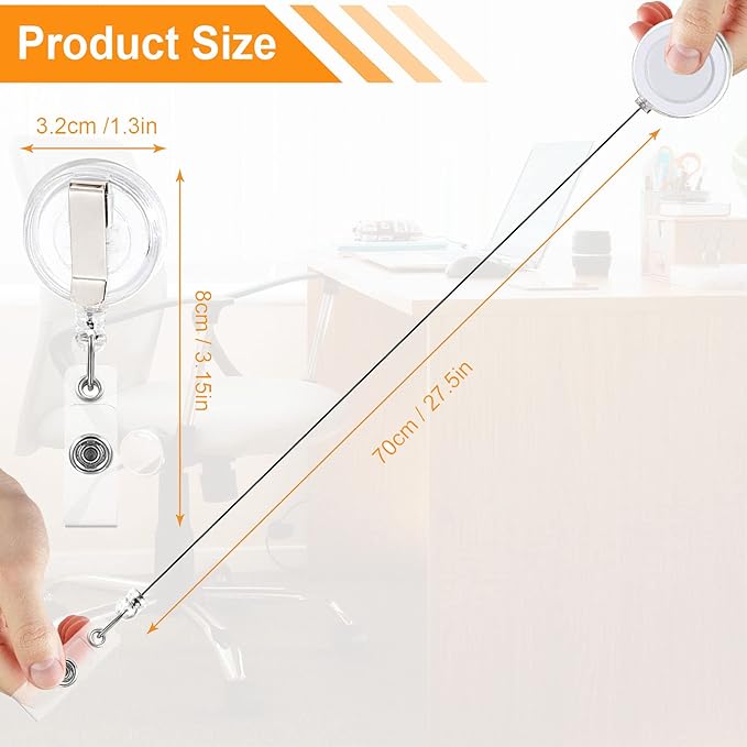 100 Pack Retractable Badge Reel Clips with 100 Pack Vertical ID Card Holders Retractable Badge Holders with Clip ID Badge Clips with Name Card Holder for Nurses Office School,Transparent