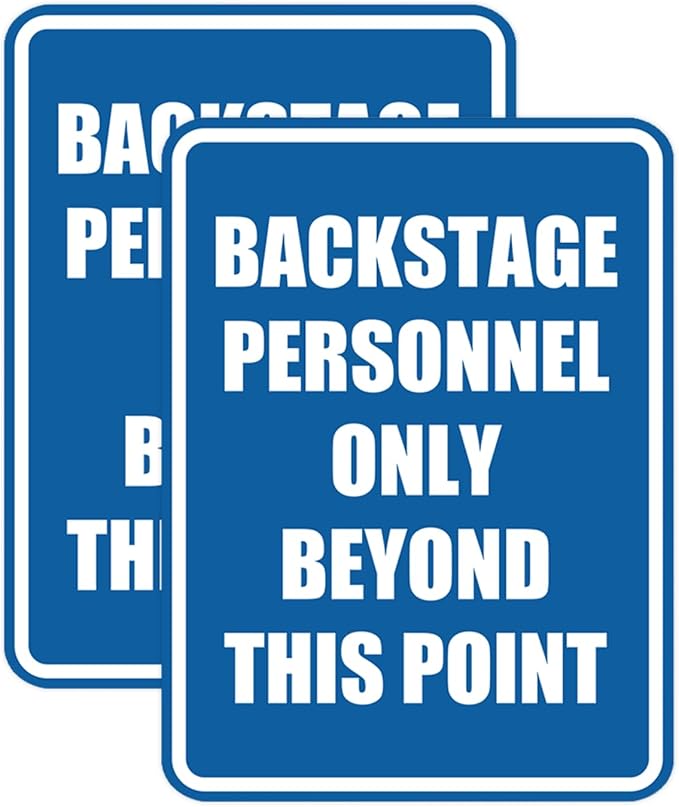 Portrait Round Backstage Personnel Only Beyond This Point Door or Wall Sign Easy Installation | Music | Concert | Festivals Sign (Blue) - Medium (2 Pack)