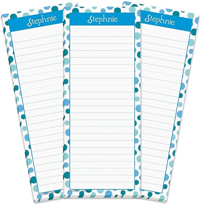 Current Zippy Dots Personalized Notepads – Set of 3, 50-Sheet Lined Paper Pads, Memo Pad, Shopping List, To-Do Notes, Office Organizer
