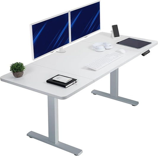 VIVO Electric 60 x 30 in Standing Desk, Memory Height Adjustment, 1B Series, Holds 220 lbs, White Top Gray Frame, DESK-KIT-1G6W-30