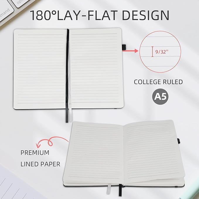 OnMove Notebooks Journal for Women Men 12 Pack Bulk Leather Hardcover with Pen Holder A5 160 Pages 100 GSM Thick Paper for Work School Lined Green