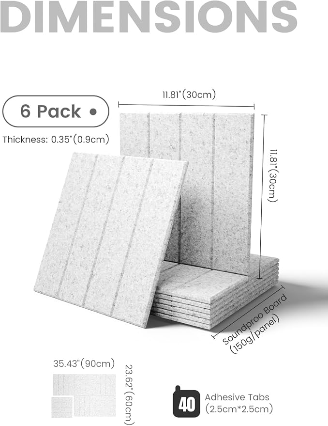 Fluxynara Large Felt Bulletin Board 48" x 36" Cork Board Alternative - 6 Pack with 40 Safe Removable Adhesive Tabs, Cork Boards for Walls for Home Office Classroom Pin Board-Light Gray