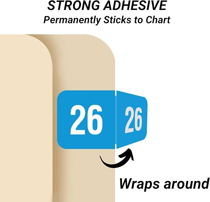 2026 Year Labels, Doctor Stuff 2026 Chart Stickers, Light Blue/White Color Coded, Reynolds & Reynolds Style, USA Made Year Stickers for End Tab File Folders, 500/Roll, 1 Roll, 3/4" x 1-1/2"