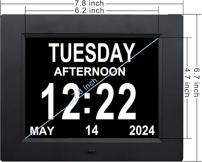 TMC 【New 2026】 Dementia Clock Large Digital Clock for Seniors, Large Display with Custom Alarms, Digital Calendar Alarm Day Clock with Day & Date for Elderly, Clear Numbers Alzheimer (Black, SD)