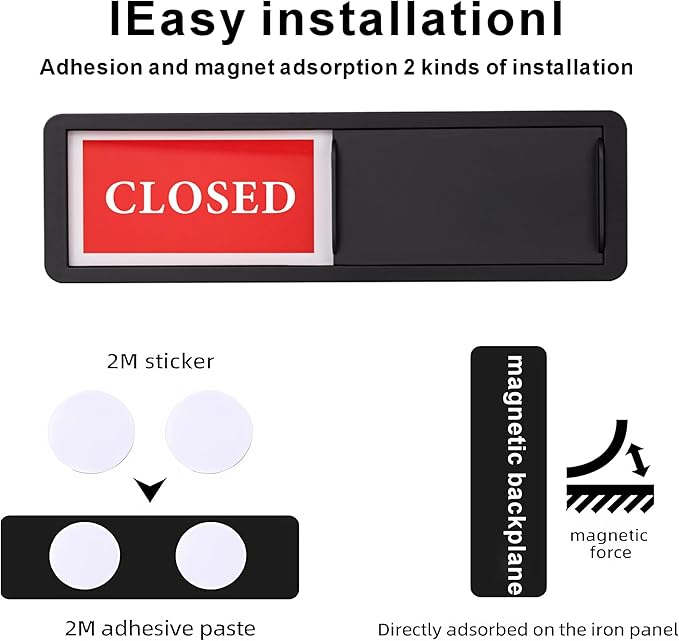 Open Closed Door Sign, Sliding Reversible Door Indicator Sign for Office, Storefront, Salon, Restroom, Studio, Home Office – Red Green Privacy Signs