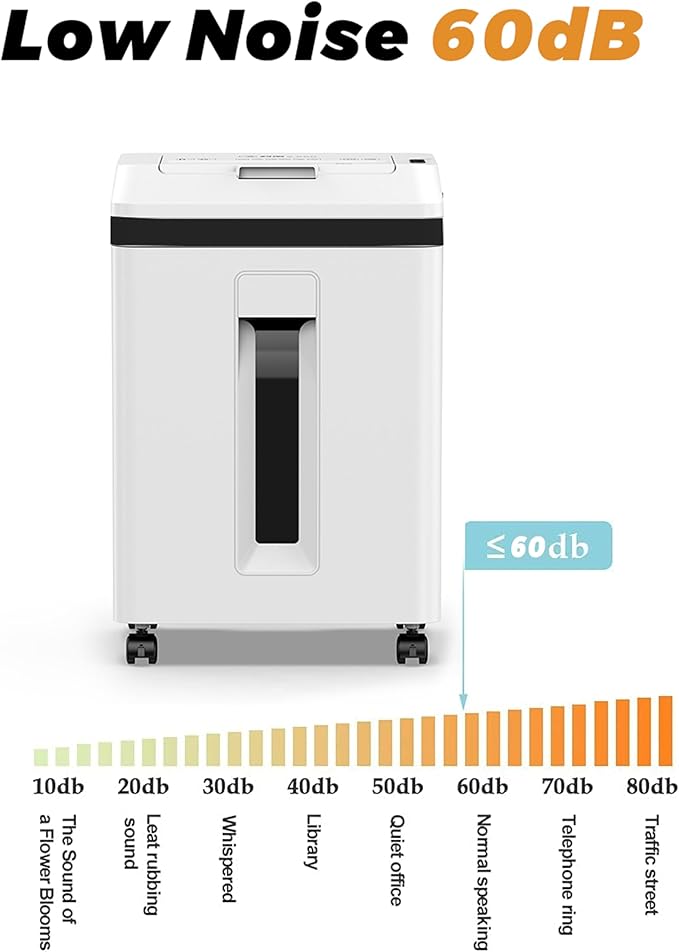 QUIETLEMON 150 Sheet Paper Shredder Heavy Duty, Micro Cut and CDs/Cards, P5 Security Level, 60Min Non Stop Commercial Shredder for Home Office, 5.3 Gallon Bin, <60dB Quiet, Auto Anti-Jam (OL289)