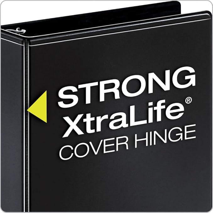 Cardinal Performer 3-Ring Binders, 1.5", Non-Locking Slant-D Rings, 375-Sheet Capacity, ClearVue Presentation, Non-Stick, PVC-Free, Black, 4-Pack (27401)