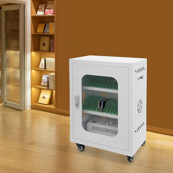Rechargeable Mobile Phone Charging Cabinet,30 Slots Cell Phones Charging Station Portable Cellphone Charging Cart with Combination Lock, for Students and Employees, Tourists (30-Slots)