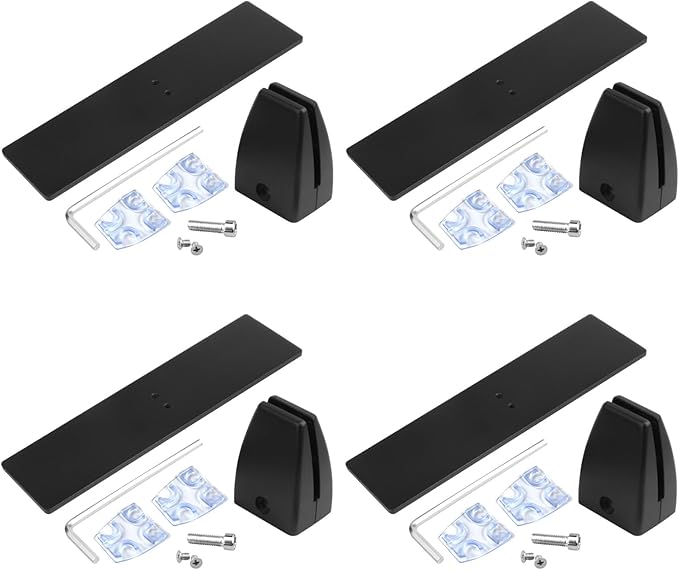 MOUNTAIN_ARK 4 Pack Black Office Desk Partition Clamp, T Shaped Sneeze Guard Bracket Support, Aluminum