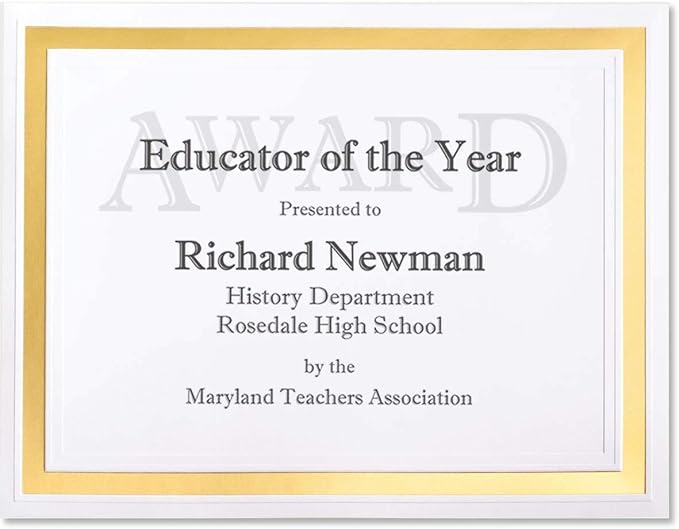 PaperDirect Pristine Specialty Certificates, 50 Sheets of 38lb White Paper, 8½" x 11", Gold Bold Foil Border, Perfect for Awards, Students, Employees, Volunteers, Course Completion, Diplomas