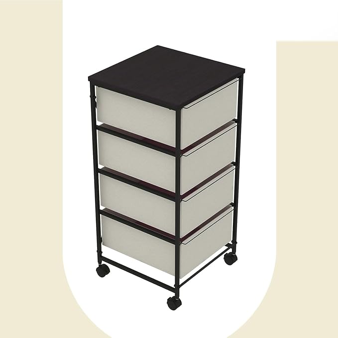 CASUNER Small Cabinet with Drawers Rolling 4 Drawer Mobile File Cabinet for Home Office Storage and Organization, Fabric Vertical Under Desk Storage for A4/Letter Files(