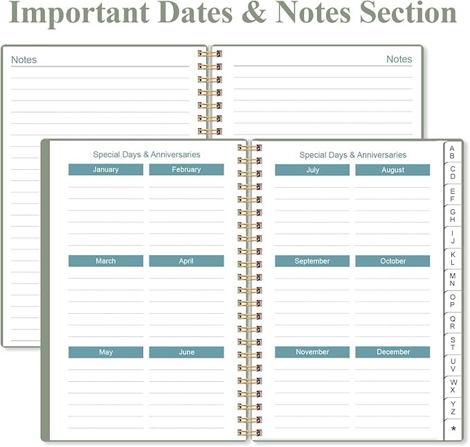 Address Book with Alphabetical Tabs - Telephone & Address Book with Address Contacts, Special Date, Phone, Birthday & Internet Login Password for Home and Office, 4.3" x 6.2", Green