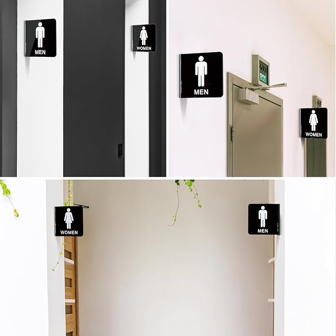Faittoo Restroom Sign, Bathroom Signs, (2 Pack) 6 x 6 Inches Acrylic Sign, for Office or Business Bathroom and Toilet Door or Wall Decor, Indoor Outdoor Use (Men and women Set)