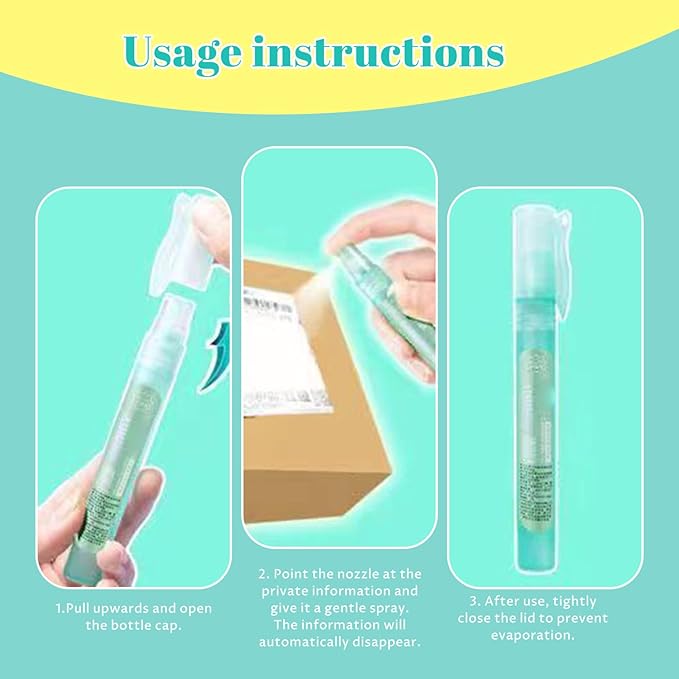 4PCS Thermal Paper Eraser Spray 10ml Quick Dry White Out Liquid with Lid Portable Correction Fluid for Documents, Labels, Packages, Shipping Addresses Liquid White Out Whiteout