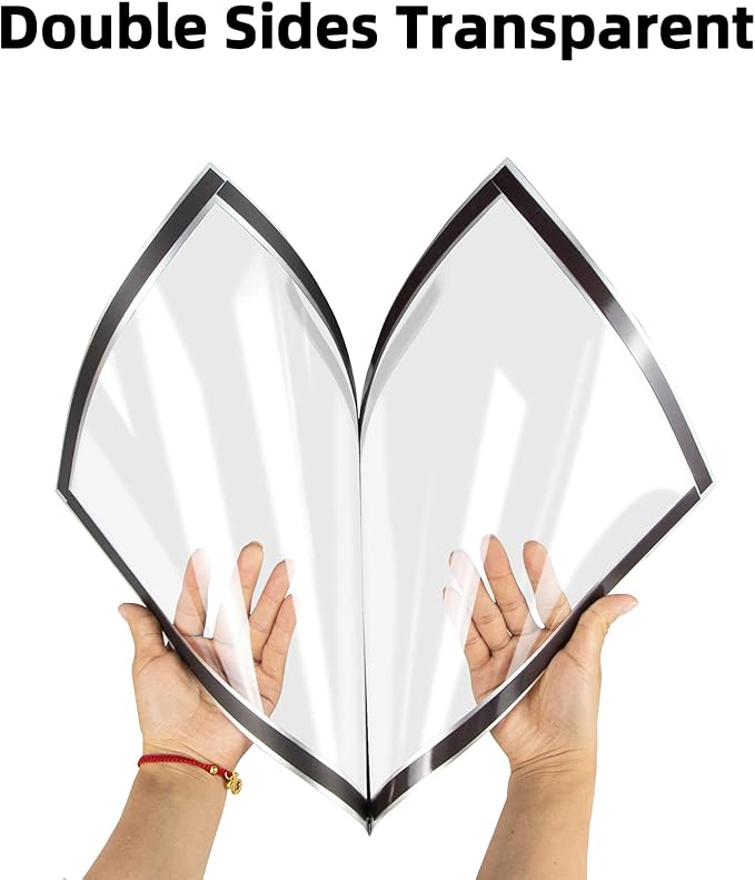 JIUYE 8.5 x 11 Self Adhesive Magnetic Sign Holder,Dual Sides Transparent Magnetic Window Display Frame for Office/Store/School as Shop Notice Frame/Schedule (8.5"x11" 6Pcs, Silver)
