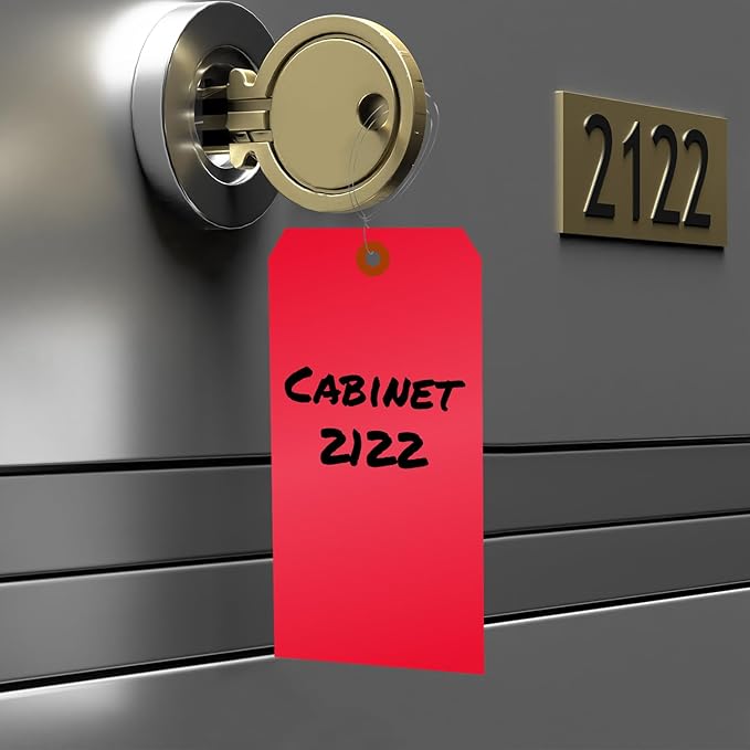 SmartSign (Pack of 1000) Red Plastic Tags with Wires, 6.25 x 3.125 inch, Metal Eyelet, 10 mil Tear-Proof Polylith Plastic, Writable