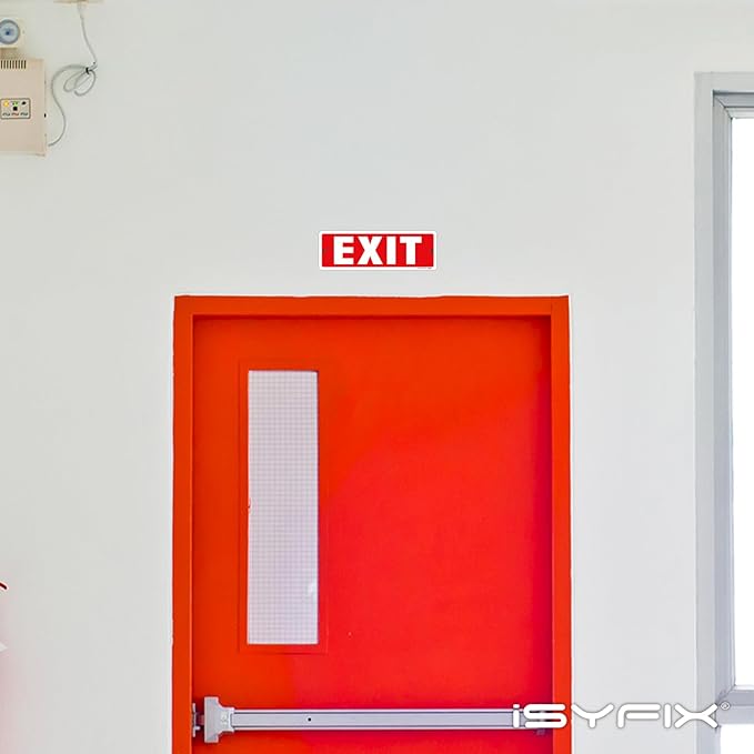 iSYFIX Exit Sign – 2 Pack 12x4 Inch – 100% Rust Free .040 Aluminum Signs, Laminated for Ultimate UV, Weather, Scratch, Water and Fade Resistance, Indoor and Outdoor, Exit Signs for Exterior.