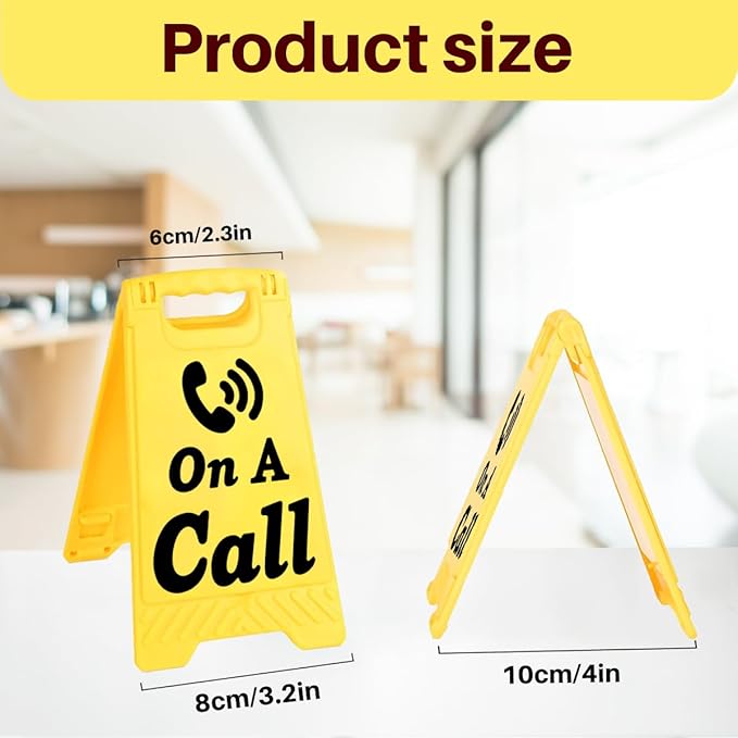 Funny Office Desk Accessories,Workplace Status Indicator Office Cubicle Decor,Phone Holder Mirror Acrylic Table Signs，Meeting in Progress Desk Decor, Privacy Please,Team Gifts for Director(On A Call)