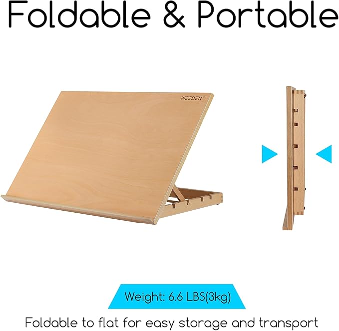 MEEDEN Extra Large(20"x 30") Wooden Tabletop Easel for Painting, 5-Position Adjustable Drawing & Sketching Board, Portable Beechwood Desktop Art Easel Stand for Adults, Artists, Beginners & Student