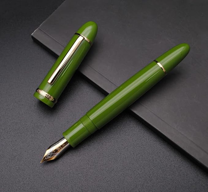 JINHAO X159 Fountain Pen (F Nib 0.5mm, Avocado Green with Gold Clip)