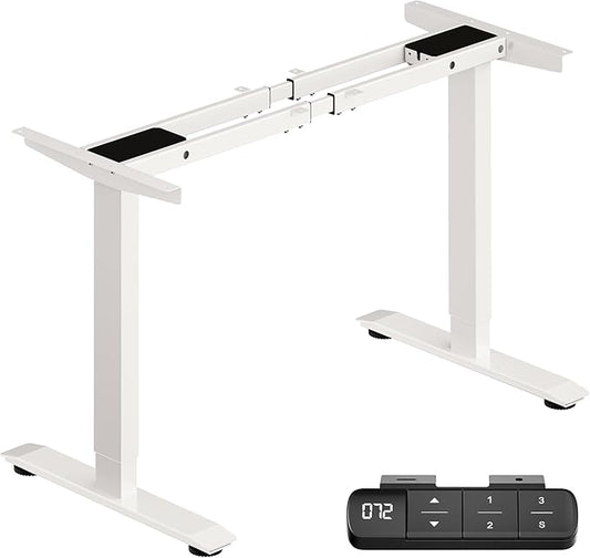 BIZUM Dual Motor Electric Standing Desk Frame with Memory Controller, Computer Memory Desk Adjustable Table Legs Up to 47.2" for Home Office, Glossy White