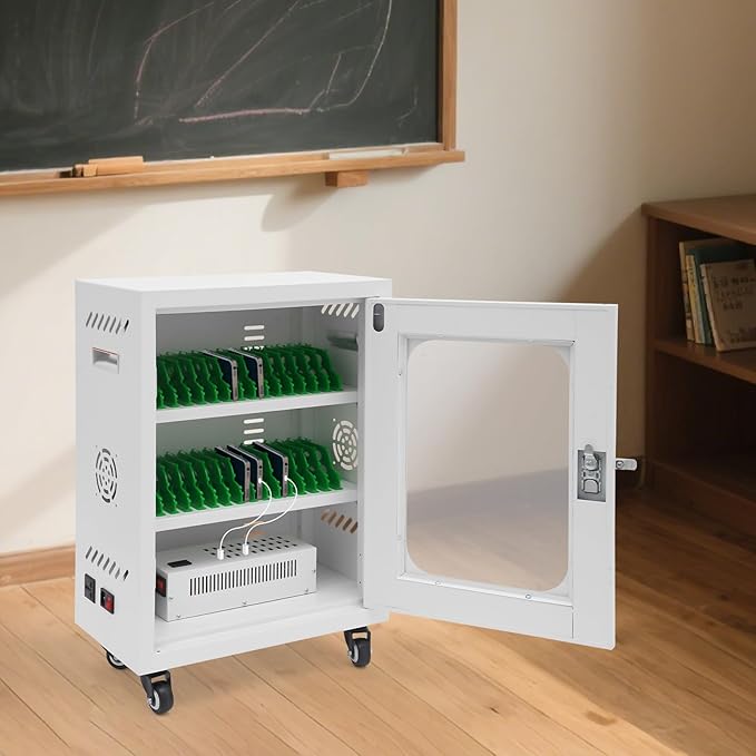 QUEWATSA Cell Phone Charging Station, 30-Device Rechargeable Mobile Phones Charging Cabinet, Locking and Charging Phone Storage Box, Mobile Charging Cart, Lockable Device Charging Locker