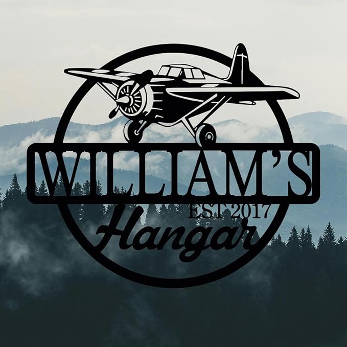 Personalized Metal Airplane Wall Art, Airplane Name Sign, Customized Pilot Name Sign, Airplane Hangar Sign Decor, Aviation Home Office Decor, Large Outdoor Decor, Pilot Gifts, Aircraft Lovers Gift