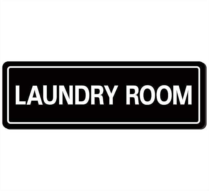 Laundry Room Sign, Premium Durable Acrylic Material, Super Strong Adhesive, Quick Installation, Suitable for Your Home and Business (9 × 3 Inches, Black)