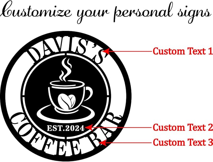 Personalized Coffee Bar Metal Sign, Custom Metal Coffee Sign, Coffee Metal Wall Art, customize coffee decor for coffee bar,coffee bar sign,Personalized Signs for Home,coffee wall decor