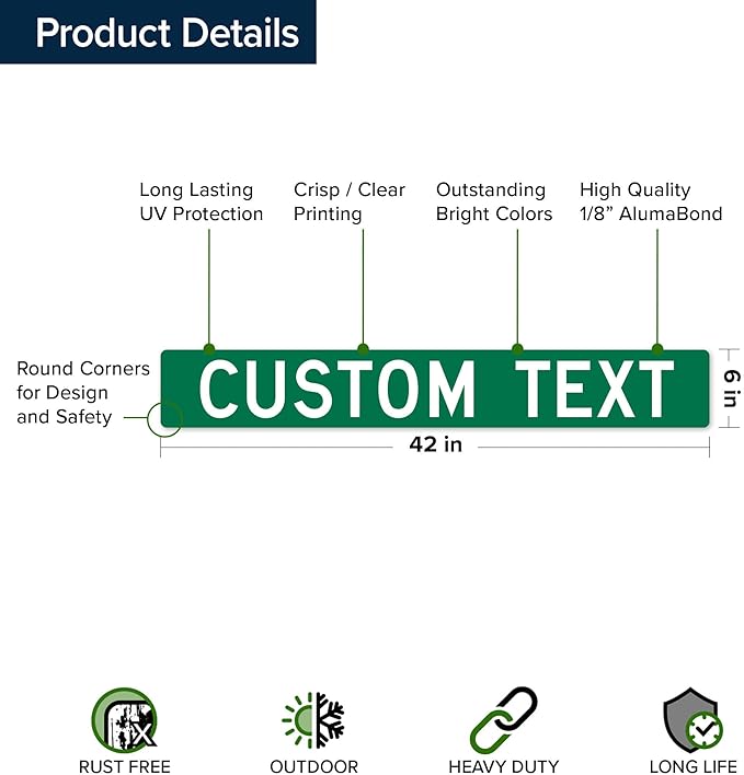 Custom Street Sign, Road Sign, Address Sign, 8 Colors, Reflective Option, Mounting Options, 6x42 Inch, Thick Rust-Free AlumaBond, USA Made by My Sign Center, (Classic)…