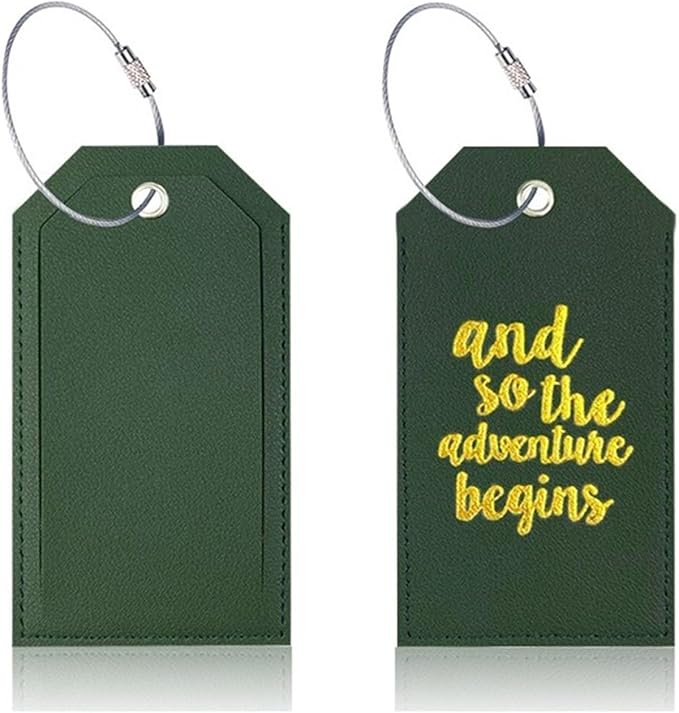 Portable Leather Travel Labels with Privacy Cover and Steel for Business Trips and Vacations Luggage Label for Travel